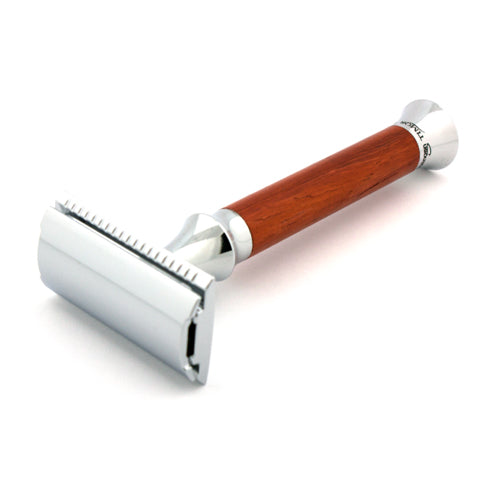 Timor Padauk Wood Safety Razor, Closed Comb (Designed & Made in Germany)