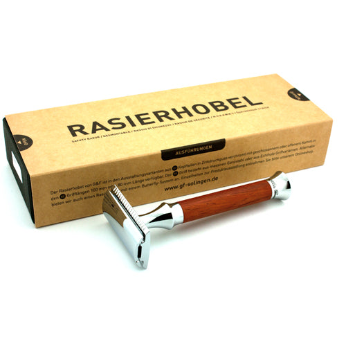 Timor Padauk Wood Safety Razor, Closed Comb (Designed & Made in Germany)