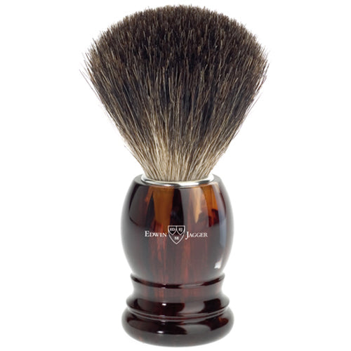 Edwin Jagger Shaving Brush, Best Black Badger, Imitation Tortoise Shell Plastic Handle