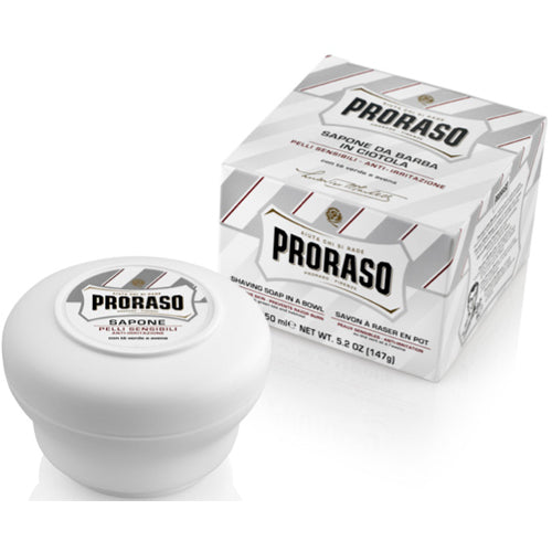 Proraso "White" Shaving Soap for Sensitive Skin with Green Tea & Oatmeal- New Formula