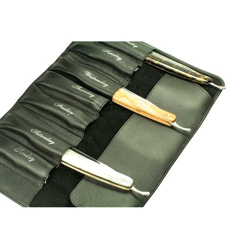Timor Leather Pouch for 7 Straight Razors