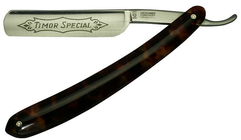 Timor "Special" 5/8 Straight Razor, Tortoise Brown/Red Celluloid Scale