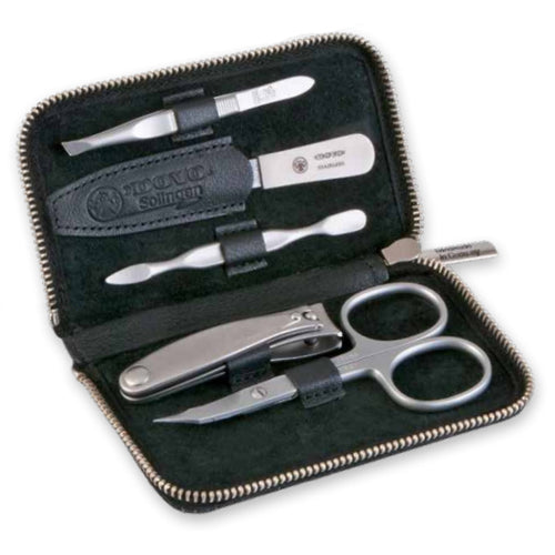 DOVO 5 Piece Manicure Set, Nappa Leather Case
