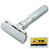 MERKUR Futur 700 Adjustable Brushed-Chrome Safety Razor + 50 FEATHER Blades