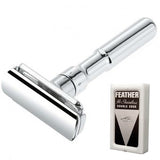 MERKUR Futur 701 Adjustable Polished Chrome Safety Razor + 25 FEATHER Blades