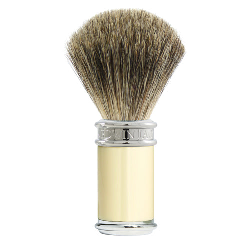 Edwin Jagger Shaving Brush, Pure Badger, Ivory and Chrome Plated