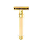 Edwin Jagger Safety Razor, Octagonal, Imitation Ivory, Gold Plated