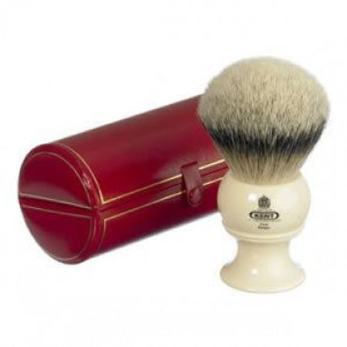Kent BK12 Pure Silver Tip Badger Shaving Brush, King Size, Ivory