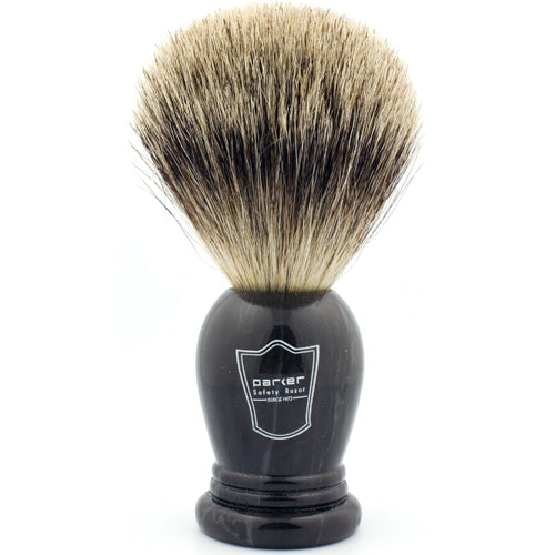 Parker King Size Pure Badger, Marbleized Handle Shaving Brush (Clearance)