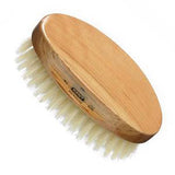 Kent Military Pure White Bristle Hairbrush, Cherrywood, Travel Size