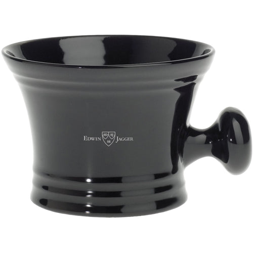Edwin Jagger Black Porcelain Shaving Mug with Handle